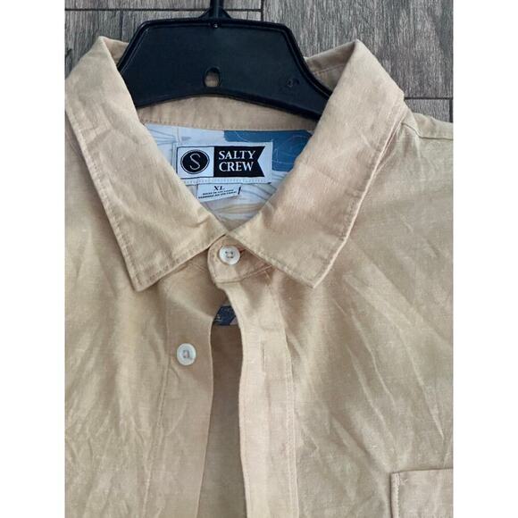 Salty Crew Men's Gold Short Sleeves Button Down Topstitch Shirt Size XL - Picture 5 of 8